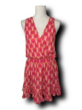 Harper Wren Pink Ruffle Mini Dress with Zebra Head Print